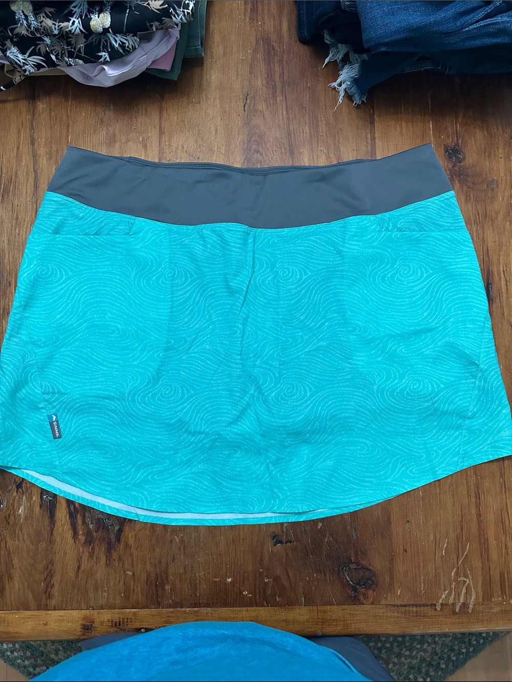 Simms Turquoise Skater Skirt with Charcoal Waistband